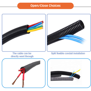 Durable plastic corrugated wire loom with <b>split</b> design for easy cable insertion and protection - Product Image 4