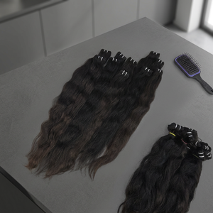 Extensiones de Cabello Humano Indio Remy Natural de Excelencia, Ondulado Húmedo, Doble Trama, Raíces Completas, Cutículas Intactas, Puntas para Máquina - Product Image 3