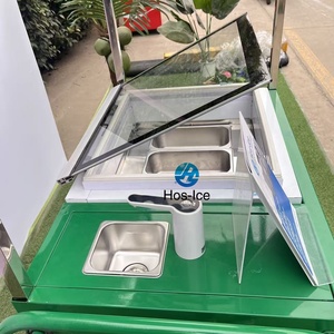Nouveau chariot de présentation de gelato italien design 220V en acier inoxydable pour la restauration rapide, les marchés nocturnes, les boutiques alimentaires et les restaurants - Product Image 5