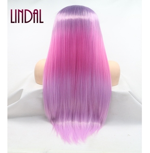 Parrucca frontale in pizzo <span class=keywords><strong>rosa</strong></span> cenere senza colla capelli <span class=keywords><strong>rosa</strong></span> caldo color prugna capelli sintetici lunghi capelli lisci Peekaboo <span class=keywords><strong>parrucche</strong></span> resistenti al calore in fibra di capelli - Product Image 4