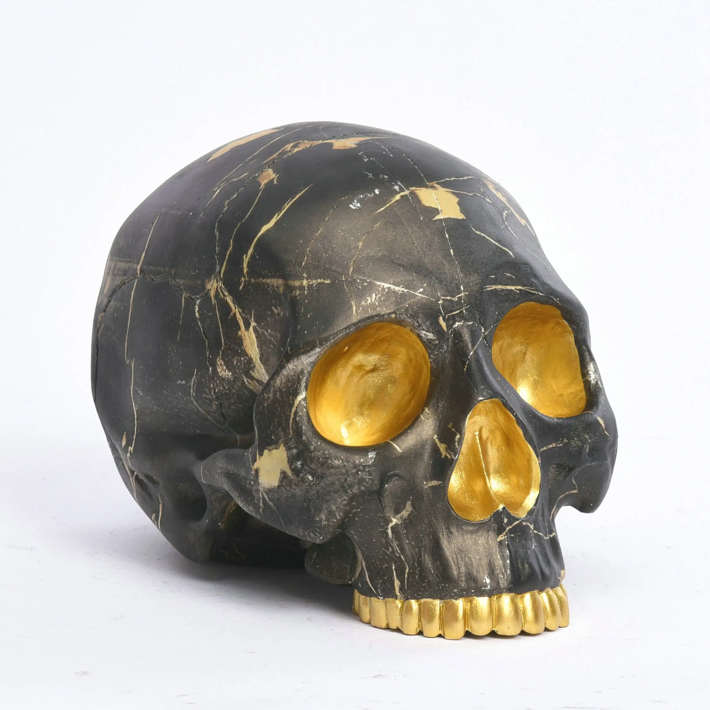 Figura realista de resina de tamaño grande para decoración del hogar, estatua de cabeza de esqueleto, artesanía de Halloween, regalo