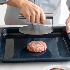 Prensa para parrilla cuadrada redonda de acero inoxidable, prensa antiadherente para carne de hamburguesa, prensa multiusos para carne de hamburguesa para <span class=keywords><strong>plancha</strong></span> - Product Image 4