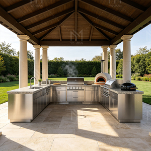Mobili da Cucina per Esterni Personalizzati con Telaio in Acciaio Inox e Piano in Pietra per Villa, Patio, Giardino e Area BBQ - Product Image 4