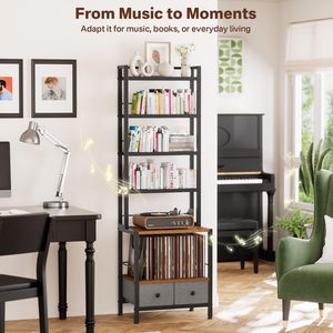 Étagère de rangement <span class=keywords><strong>pour</strong></span> <span class=keywords><strong>DVD</strong></span> <span class=keywords><strong>et</strong></span> disques vinyles, tour de rangement à 6 niveaux avec tiroirs <span class=keywords><strong>pour</strong></span> <span class=keywords><strong>CD</strong></span>, <span class=keywords><strong>DVD</strong></span>, albums, livres <span class=keywords><strong>et</strong></span> jeux - Product Image 1