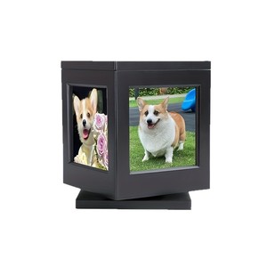 Wooden pet <b>urn</b> with rotating base and photo frame, dog coffin box, pet memorial box for beloved <b>cats</b>. - Product Image 4