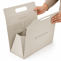 Boîte à bijoux, parfums et produits de beauté haut de gamme en papier texturé écologique, laminé mat, réutilisable, avec fermeture magnétique.