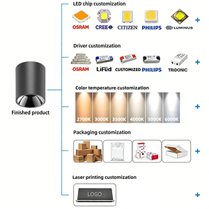Ecolux CE ETL SAA 10W <span class=keywords><strong>18W</strong></span> 30W Lámparas LED de Techo Cilíndricas Negras de Superficie, Antideslumbrantes, para Interiores, Hoteles, Pasillos, COB - Product Image 2