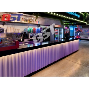 Mostrador de Recepción para Salón de Bolos, Mostrador de Superficie Sólida Negra con Barra LED - Product Image 2