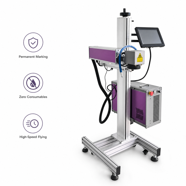 Industrial Online Fiber Laser Printer High Speed Flying Laser Marking Machine for Metal QR Code Barcode Coder Zero Consumables