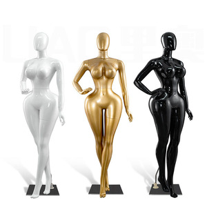 หุ่นโชว์หญิงไซส์ XXL สีขาวเงา สำหรับขายส่ง รูปร่างโค้งเว้า ทำจากโฟม พร้อมฐานตั้งสีทอง - Product Image 1