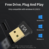 Adaptateur USB Bt 5.3 Récepteur Audio Bt Dongle Transmetteur Adaptateur USB sans fil pour ordinateur PC Portable