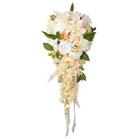 Bouquet de mariée en cascade en forme de larme avec fleurs mélangées, fleur artificielle en cascade pour cérémonie de mariage et séance photo