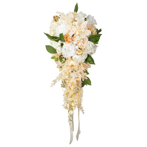 Bouquet de mariée en <span class=keywords><strong>cascade</strong></span> en forme de larme avec fleurs mélangées, fleur artificielle en <span class=keywords><strong>cascade</strong></span> pour cérémonie de mariage et séance photo - Product Image 5