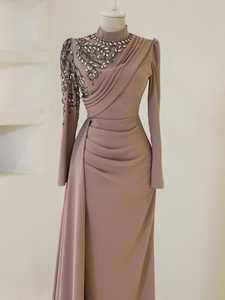 लक्जरी शाम की पोशाक <span class=keywords><strong>2026</strong></span> शानदार नौसेना ब्लू ईड ड्रेस गर्मियों की खुली शाम को मुस्लिम अबाया की महिला - Product Image 5