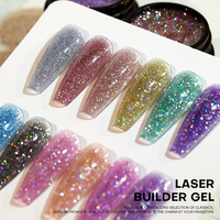 Gel de construction réfléchissant effet disco laser en gros, sans HEMA/TPO, certifié CPSR, pour ongles