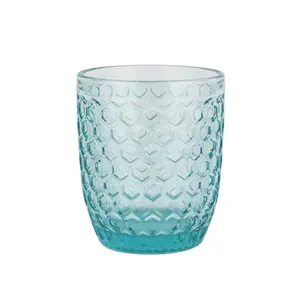 Klasik su cam bardak özel mavi renkli Drinkware setleri Modern yuvarlak tasarım cam bardak