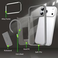 Étui de téléphone antichoc magnétique pliable en TPU+PC avec support Flying Armor Design pour iPhone 13/14/15/16/17 Pro Max/Air, compatible charge sans fil 360