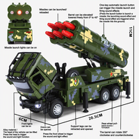 Truk Peluncur Roket Diecast Skala 1/24, Model Kendaraan Militer dari Alloy dengan Suara dan Pintu yang Dapat Dibuka untuk Anak-Anak