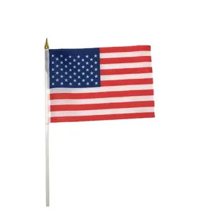 诺新定制美国迷你手持旗帜白色塑料棒