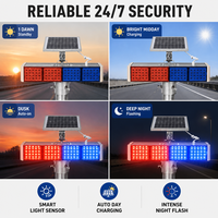 Feux de signalisation d'urgence à LED solaires industriels en plastique rouge et bleu pour travaux de construction nocturnes, signalisation routière, blocage de circulation