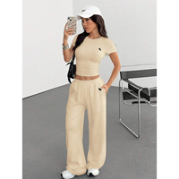 Ensemble deux pièces décontracté Y2K d'été pour femme, col rond, crop top court, personnalisable avec logo, directement de l'usine