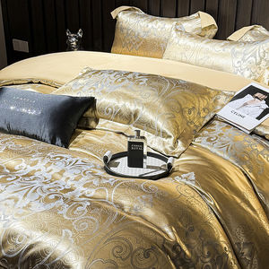 Luxury Sain <strong>Bedsheets</strong> Bedlinen Duvet Cover Pillowcases Luxurious Satin Damask Bedding Set Exquisite Satin Jacquard Weave - Product Image 2