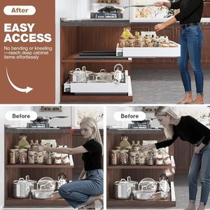 ชั้นวางของแบบเลื่อนออกได้ 4 ด้าน ขยายได้ 14"-21" กว้าง 17"-24" ลึก 3 รางปรับได้ ติดตั้งด้วยกาว สำหรับตู้เก็บของ - Product Image 3