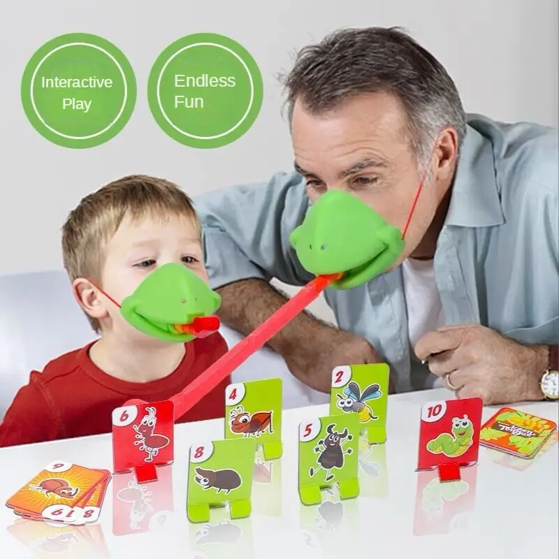 개구리 혀 재미 있은 장난감 도마뱀 마스크 2 인용 카드 게임 데스크탑 대화 형 장난감 부모-자식 파티 게임