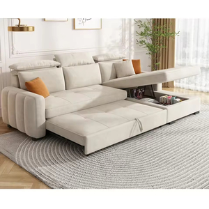 Hot Selling North America European <b>Sofa</b> <b>Bed</b> Furniture L Shape 3 Seater Magazine Pocket Put Down Back <b>Frame</b> Apartment <b>Sofa</b> <b>Bed</b> - Product Image 2