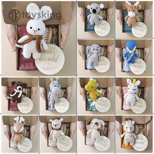 Tk handmade Crochet bò và gia súc Amigurumi động vật bé sơ sinh Bộ quà tặng cho bé trai hay bé gái bé cản trở tắm Quà Tặng - Product Image 6
