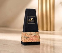 Boîtes d'emballage de parfum personnalisées en forme de pyramide, luxe, or et noir, carton rigide, papier, boîte cadeau pour parfum, emballage pour parfum
