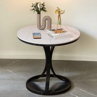 Table d'appoint ronde en pierre frittée avec cadre en fer forgé doré, table de bout de canapé, table basse de luxe léger, mobilier de salon pour la maison