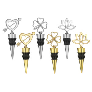 Lotus Four Leaf Clover Heart Wine <b>Stoppers</b> Zinc Alloy Sealing <b>Bottle</b> <b>Stopper</b> For Weddings Parties - Product Image 1