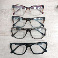 Montures de lunettes optiques à monture complète en acétate dégradé translucide, multicolores, en gros, en stock