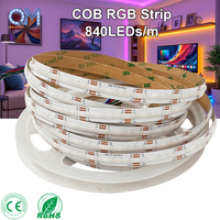 BTF-LIGHTING Tira de Luces LED COB RGB de Alta Densidad, Flexible, con Cambio de Color Uniforme, Certificación UL, DC12V 24V 810 840 LEDs