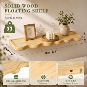 Wooden Irregular Wall <b>Shelf</b> 6cm High Wall Mounted Durable Storage <b>Rack</b> For Living Room Bathroom Decoration - Product Image 4