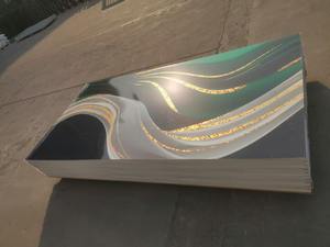 Panneaux muraux en PVC brillant, résistants au feu, imperméables et <span class=keywords><strong>anti</strong></span>-humidité, en feuille de marbre UV élégante de 3 mm, 1220x2440MM, prêts à découper - Product Image 6