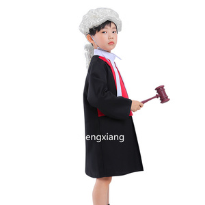 Costume de travail pour enfants jeu de rôle jouet ensemble faire semblant pour les tout-petits <span class=keywords><strong>avocat</strong></span> Costume enfants Cosplay carrière tenue robe de juge avec perruque marteau - Product Image 2