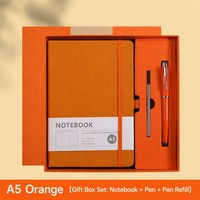 Ensemble de carnet en cuir PU A5 + stylo + recharge, noir, pour le bureau, l'école, les affaires