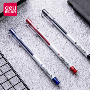 Stylo gel Deli A426 0,5 mm à pointe aiguille pour bureau et école, encre bleue, noire, rouge, corps en plastique - Product Image 1