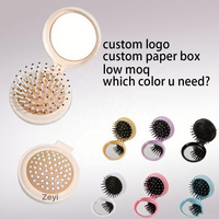 Ensemble brosse à cheveux de voyage démêlante avec miroir et lisseur, pliable, compact et portable pour un coiffage rapide des femmes, cadeau - Blé