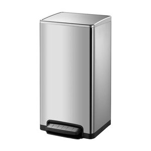 Stainless steel foot-operated trash can with lid, suitable for home, kitchen, hotel, and commercial use, large size, and large - Product Image 1