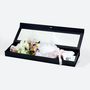 Caja de Regalo de Cartón Floral Negra con Tapa Magnética, Disponible en Stock - Product Image 6