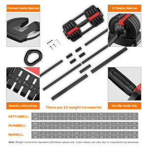 X ดัมเบลชุด40Lb แบบปรับได้18กก. โลโก้ตามสั่ง3 1ฟรีโฆษณา12น้ำหนักเพิ่มสีดำสำหรับทุกเพศรุ่น D7040 1ปี - Product Image 4