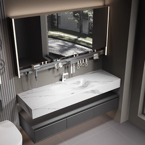 Luxury Modern Lacquer MDF <b>Wall</b>-Mounted Bathroom Vanity Unit with Smart <b>Mirror</b> and Integrated Basin - Product Image 1