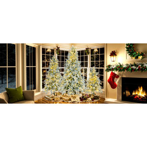 Db 6Ft Pre-Lit Spruce Snow Flocked <b>Christmas</b> <b>Tree</b> 180Cm Artificial Hinged With 300 Multi Color <b>Led</b> Lights - Product Image 6