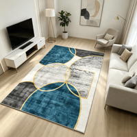Tapis en polyester à motifs graphiques, ignifuge, longue durée de vie, pour salon familial, chambre privée, bureau et coin de lecture - Vente en gros