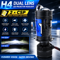 Lentille de projecteur Bi-LED H4, phare LED de rechange à double faisceau CSP LED haute luminosité avec ventilateur de refroidissement, installation Plug and Play pour mise à niveau de phare de voiture