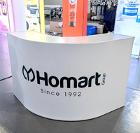 Nouvelle table de stand d'exposition portable et pliable, de forme incurvée, grand comptoir de réception pour événements, personnalisable avec logo