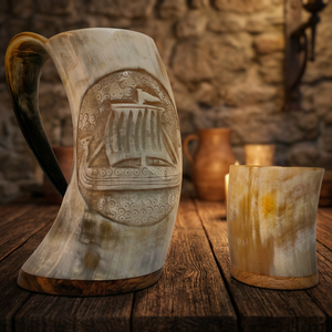 Mug en corne de buffle fait main, poli naturellement, logo personnalisé, écologique, 600 ml, style américain, pour bière, café, cadeau - Product Image 2